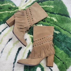 Joe's tan suede fringe boot
